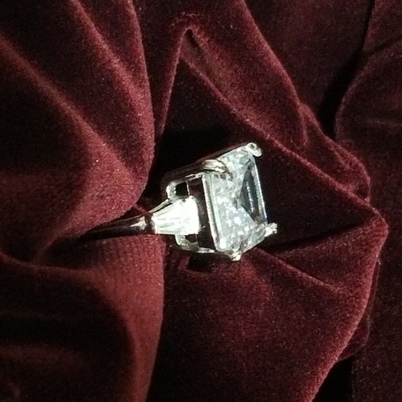 Monica Asscher Cut 9.5 carat CZ Engagement Statement Ring 925 Sterling Silver - Picture 9 of 16